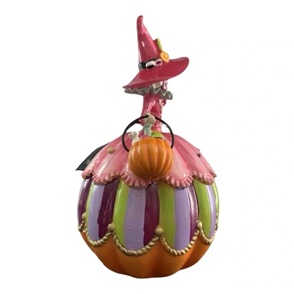 GHOULISH Whimsical HALLOWEEN Witch Figurine Candy Lollipop Pumpkin Decor 🍭🎃